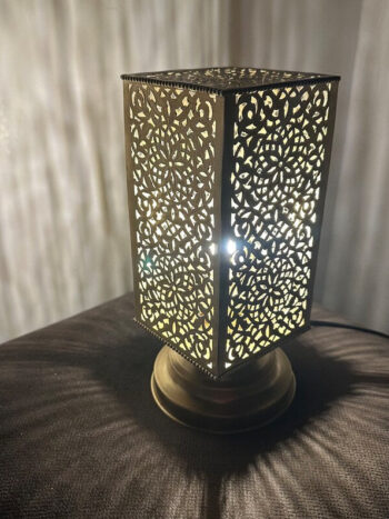 BRASS TABLE & FLOOR LAMP , CUBE